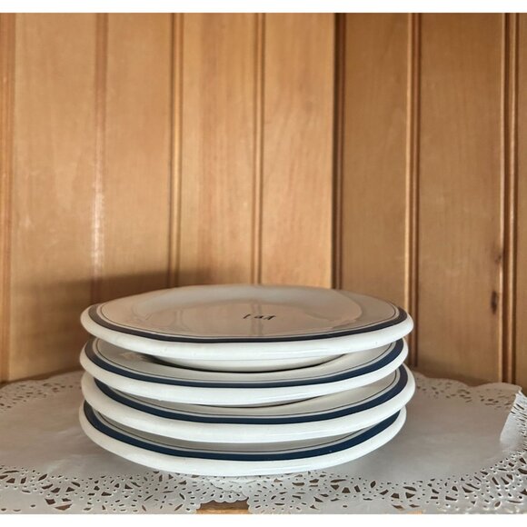 Vintage Rae Dunn Artisan Collection Magenta Appetizer Blue Line Appetizer Plates - Picture 2 of 8